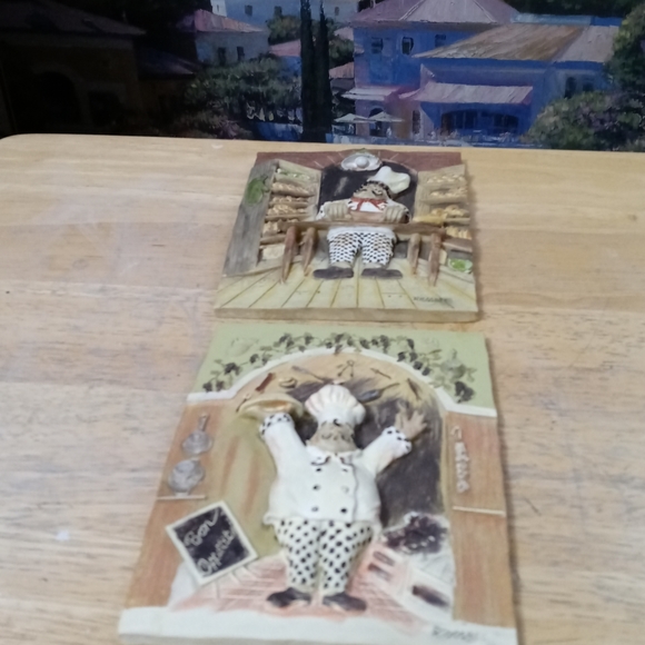 🍶🍵(Get Two) Italian Fat Chef 3D Kitchen Pic Handmade Decor Wall Plaques.🏆🏇 - Picture 7 of 10